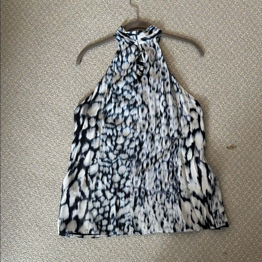 Stylish Navy Blue and White Halter Top